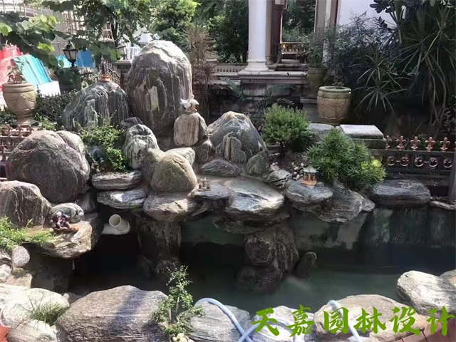 天镇小型庭院假山鱼池